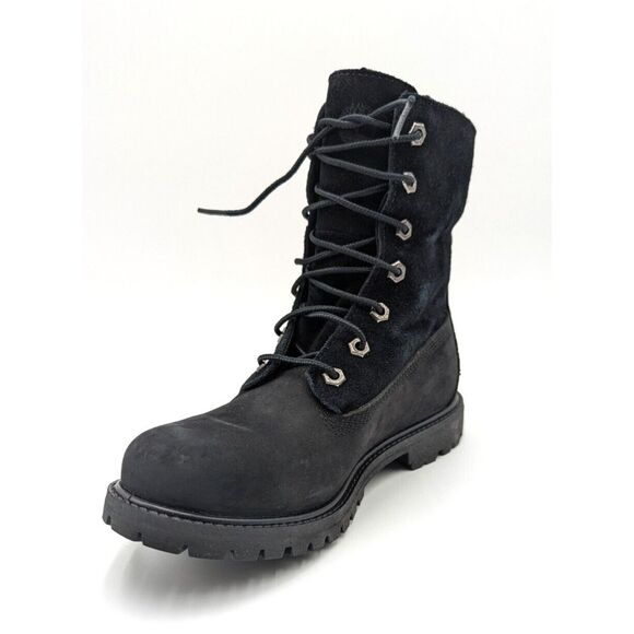 Timberland Authentic Women Waterproof Fleece Fold Down Boot Black Leather US 6.5 - Picture 5 of 15